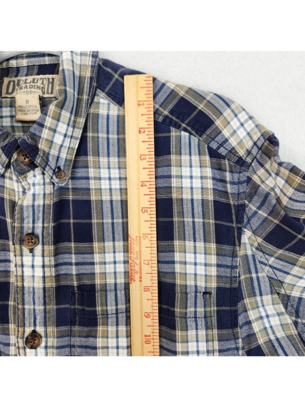 Duluth Trading Shirt Mens Small Blue Plaid Button Front Long Sleeve Cotton - Picture 4 of 9